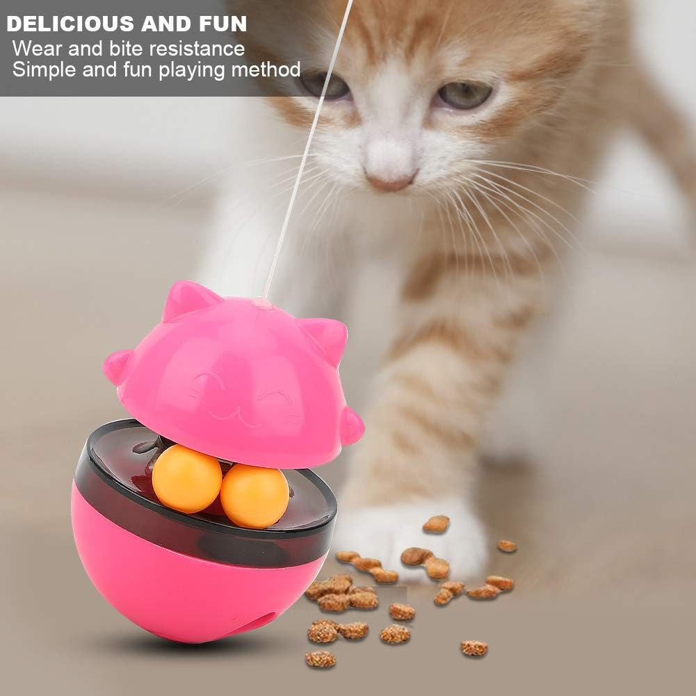 Cat Interactive Toy, Kitty Shape Tumble Food Dispensing Ball Pet Treat Feeder Leaking Dispenser, Fun Pet Leaking Food Toy Plastic Pet Fun Tumbler Feeder for Medium Small Dogs image number 3