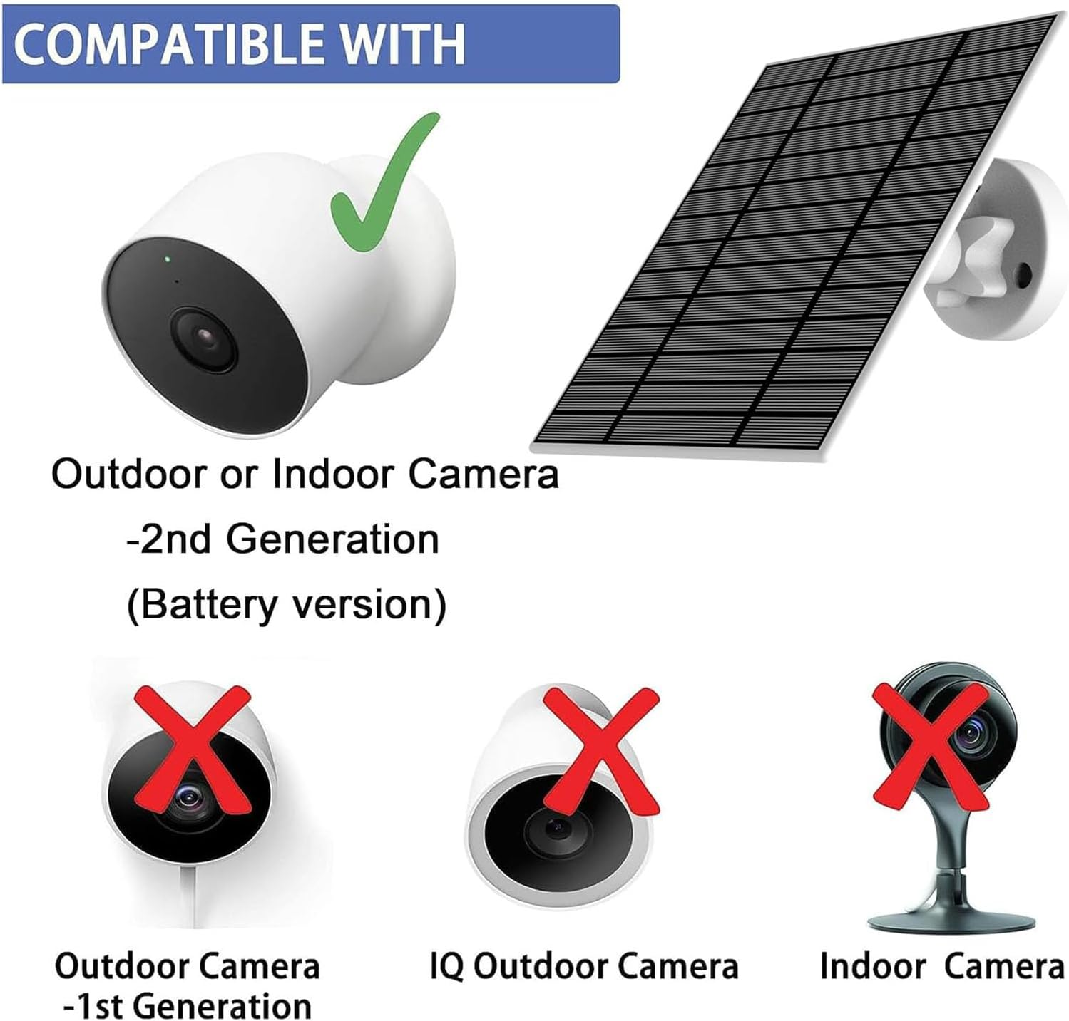 6W/5V Solar Panel with Built-In Voltage Regulator Pcb，Compatible with Google Nest Camera Outdoor&Indoor&2Nd Generation (Battery Version),Easy to Install,Ip66 Waterproof,13.2Ft Charging Cable image number 5