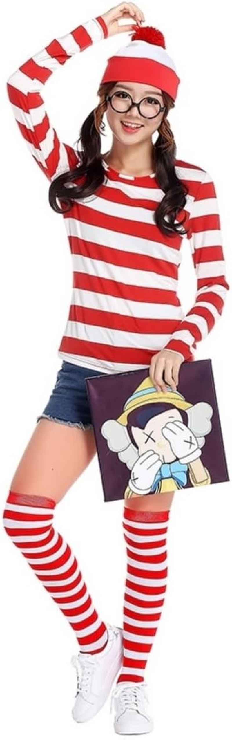 Costume Bay Red and White Stripe Costume for Men and Women Halloween Party Outfit, Book Week Dress-Up, Cosplay, Themed Events, and Creative Role-Play