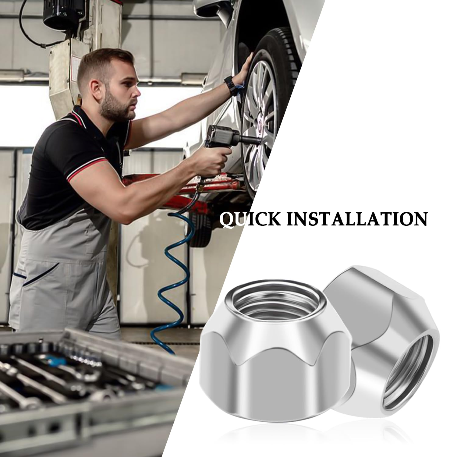 20PCS 1/2 20 Lug Nuts Set,Carbon Steel Open Hex Trailer Lug Nuts for Wheel Hubs,Perfect Wheel & Tire Lug Nuts Replacement Car Accessories for Trailer Car Truck (20PCS) image number 1