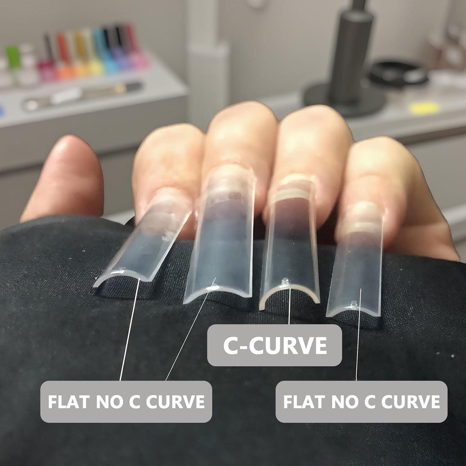 Extra Long No C Curve Straight Square Half Cover Nail Tips, 500 Pcs 10 Sizes for Acrylic & Gel Extensions - Jotron image number 4