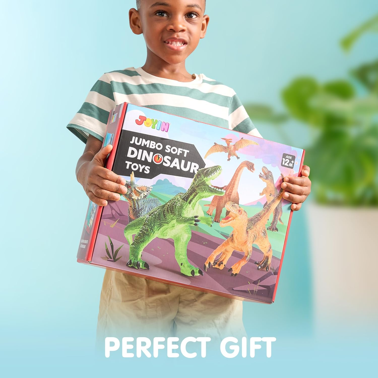 JOYIN Big Dinosaur Toys for Toddlers, 6 Piece Large Soft Dinosaur Figures with an Educational Book, Jumbo Realistic Toys for Boys and Girls Gift, Kids Ages 1 2 3 4 5 image number 1