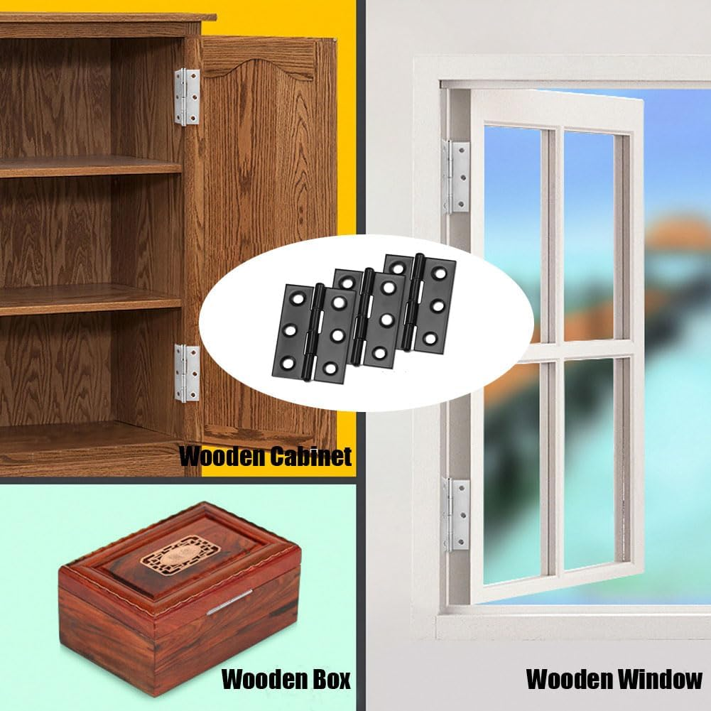 3PCS Stainless Steel Cabinet Door Hinge Repair Plate Furniture Cabinet Door Hinge Fixed Installation Hinge Hole Repair Artifact with Screws (Door Hinges(Black)) image number 1