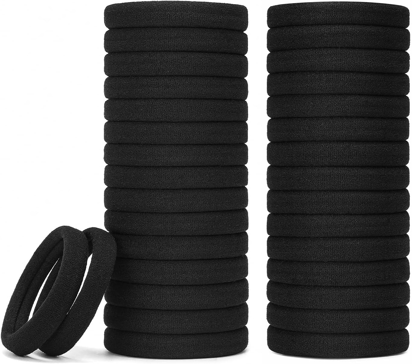 Mia Klein Hair Ties Black 100Count Extra Thick 5CM, Bulk Elastic Hair Bands for Thick Heavy Hair, Seamless Hair Accessories for Women, Girls, Ponytail Holder (Black)