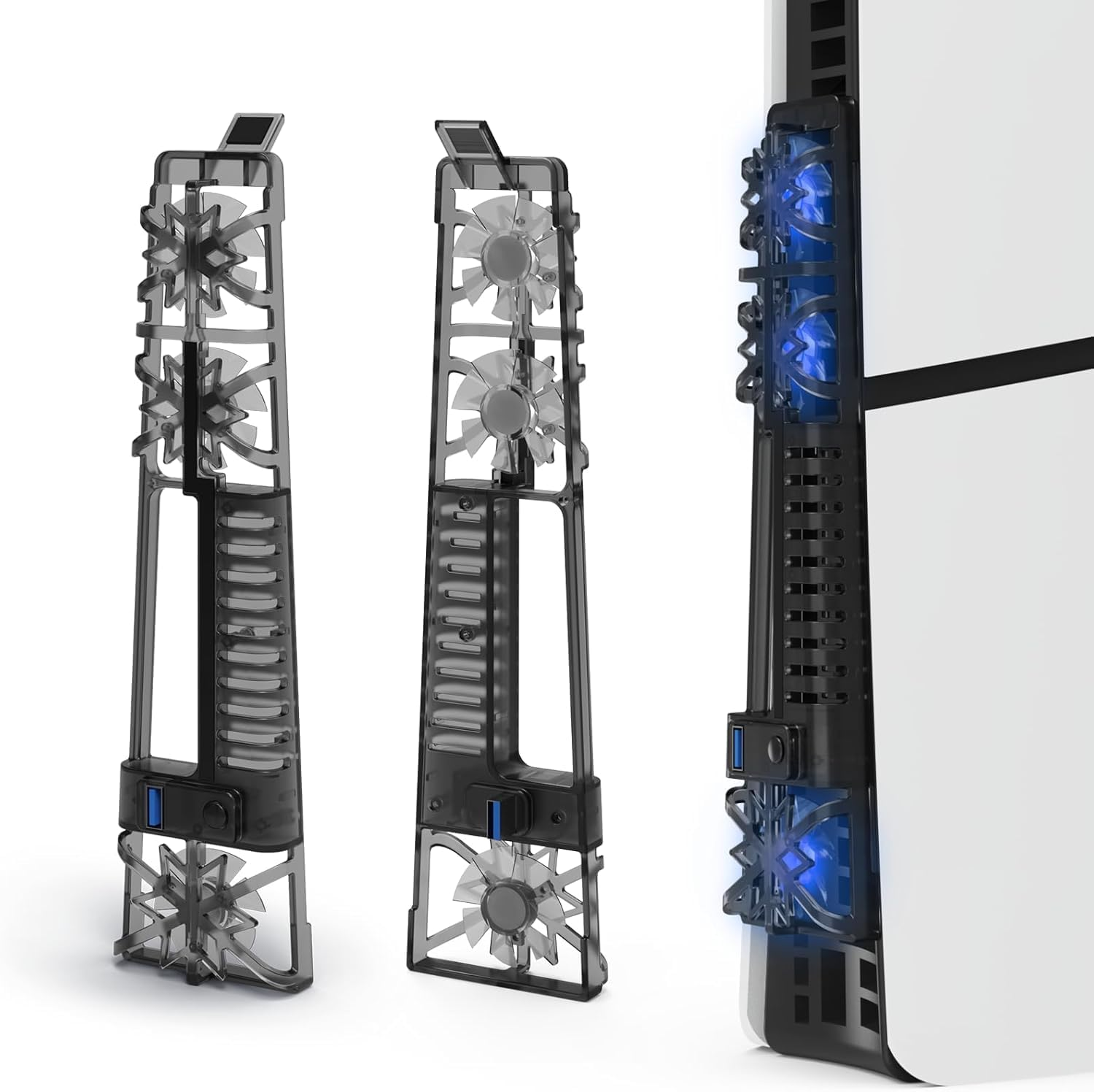 Cooling Fan for PS5 Slim Console, Cooling Fan Cooler with RGB LED Light, 2 Fan Speeds,3 Small Fans,Usb 3.0 Port Compatible with Playstation 5 Slim (For PS5 Slim) image number 1