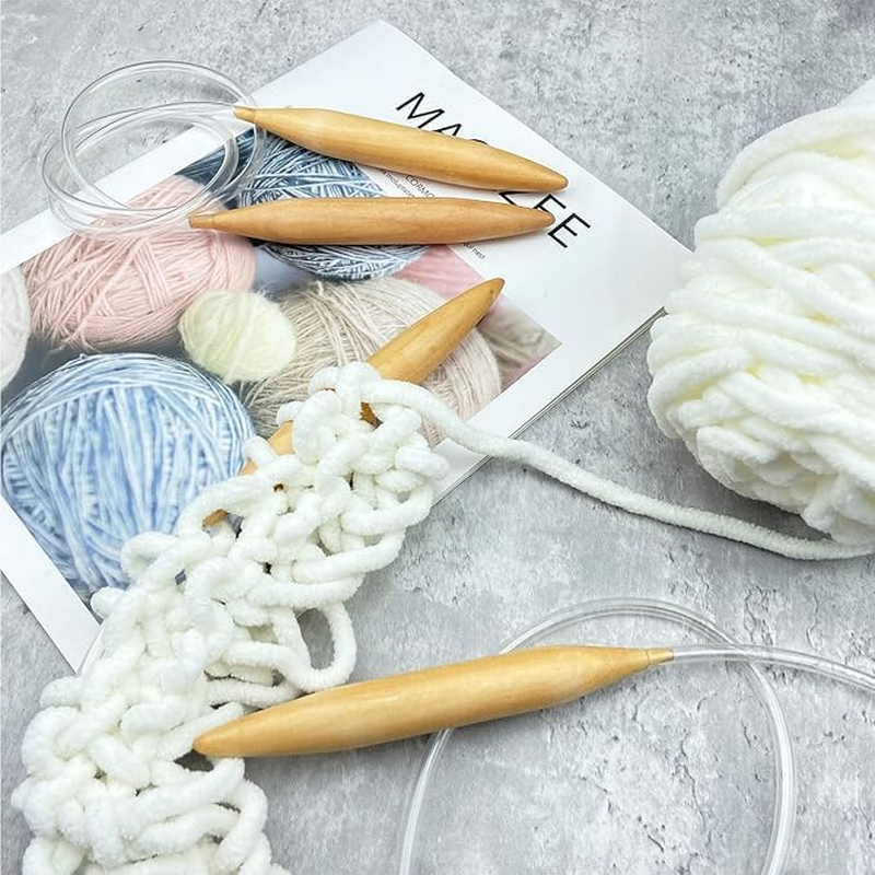 3Pcs Jumbo Wooden Circular Knitting Needle,Circular Natural Wood Jumbo Needle round Braided Knitting Needle,Jumbo Wooden round Knitting Needle,Large Wood Circular Knitting Needle,Jumbo Knitting Needle image number 1