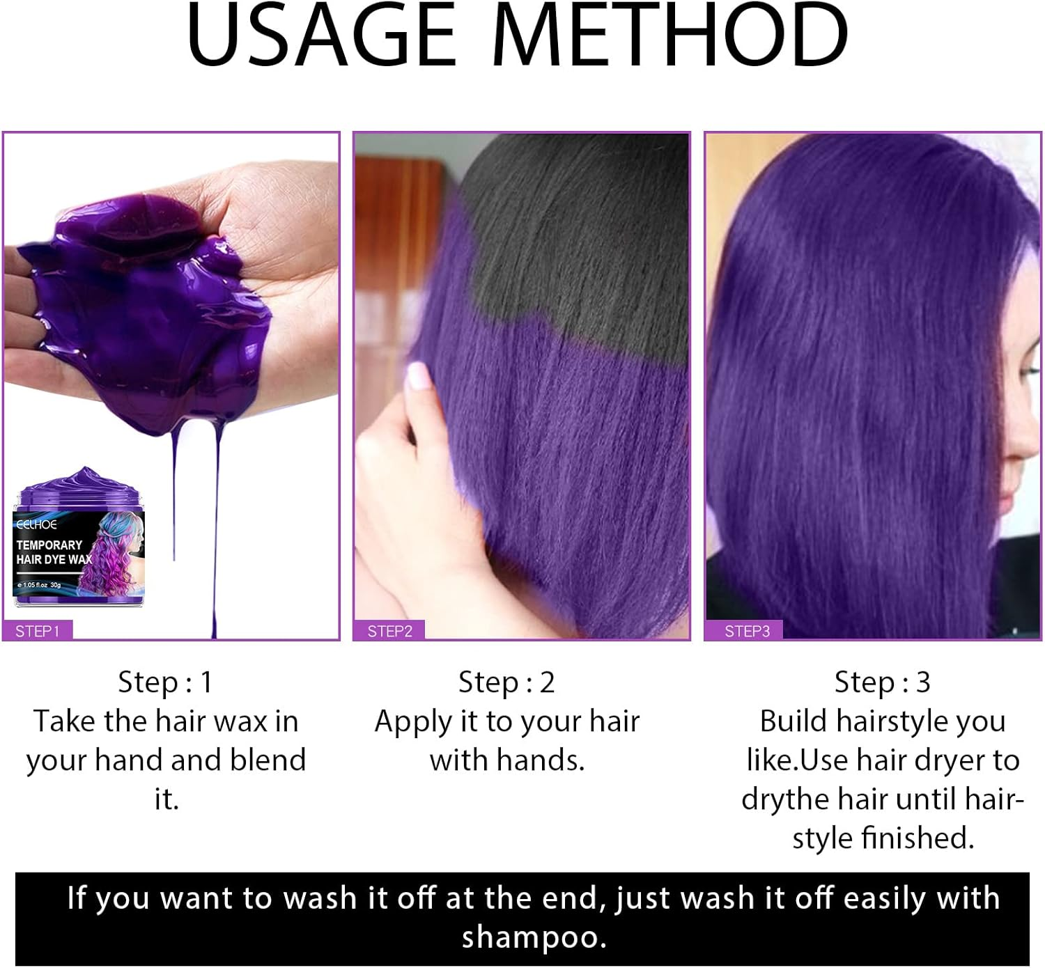 Cynamus Temporary Hair Colour, Hair Colour Wax, Temporary Hair Colour Mud, Temporary Hair Dye Men Women for DIY Hairstyle on Halloween Costume, for Carnival, Party, Christmas, 4 Colours Hair Mask image number 1