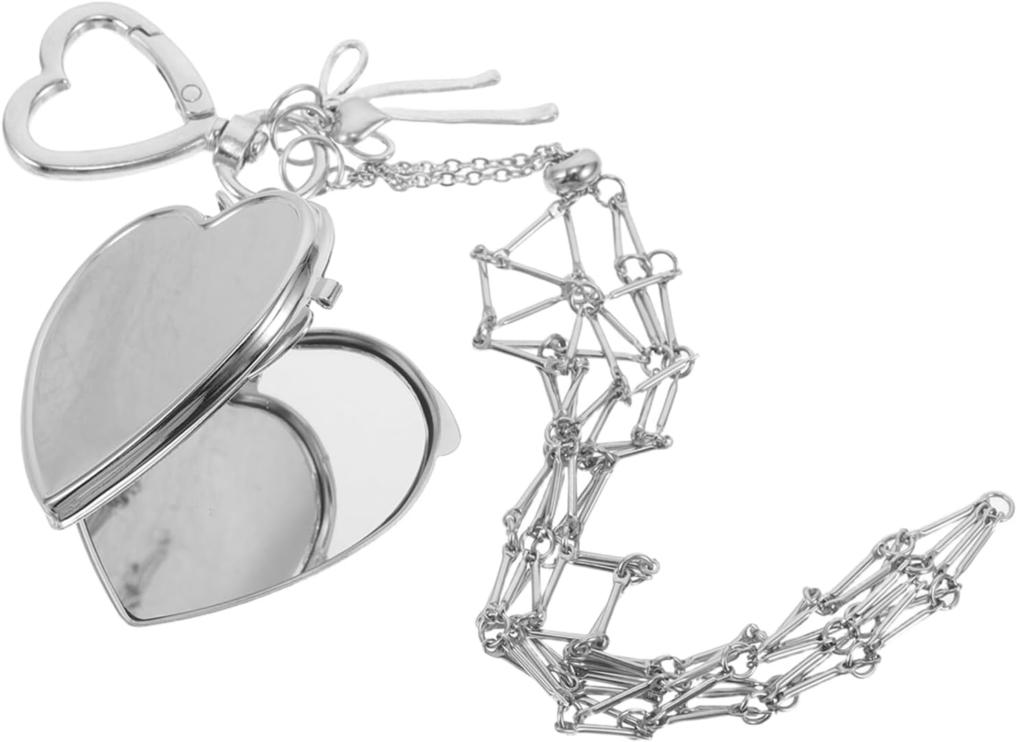 Beatifufu Stainless Steel Mesh Lipstick Bag Keychain with Compact Mirror Ventilated Lip Balm Holder for Handbags and Backpacks Stylish Pendant Charm for Women Cosmetic Organization image number 5