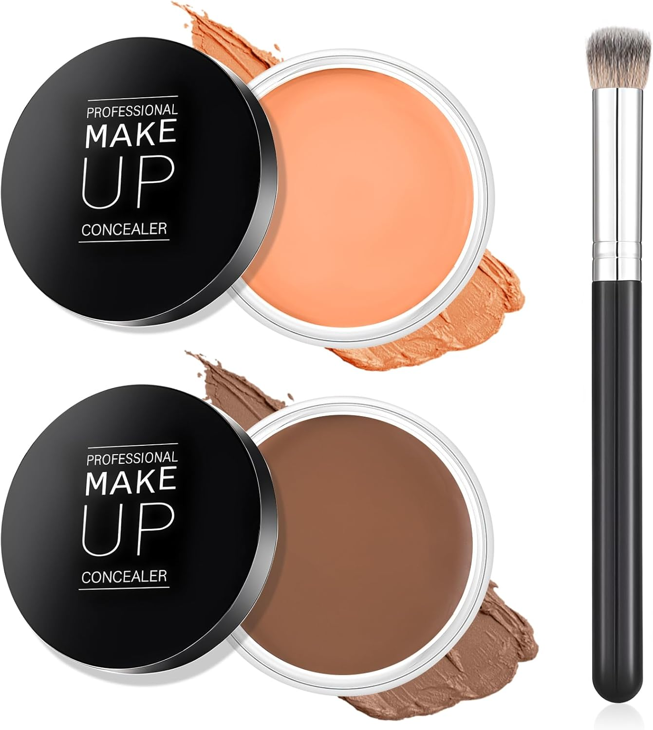 DAGEDA 2 Colors Tattoo Cover up Makeup, Long-Lasting Face Body Concealer, Invisible, Natural, Waterproof Tattoo Cover Makeup with Concealer Brush(04+05)