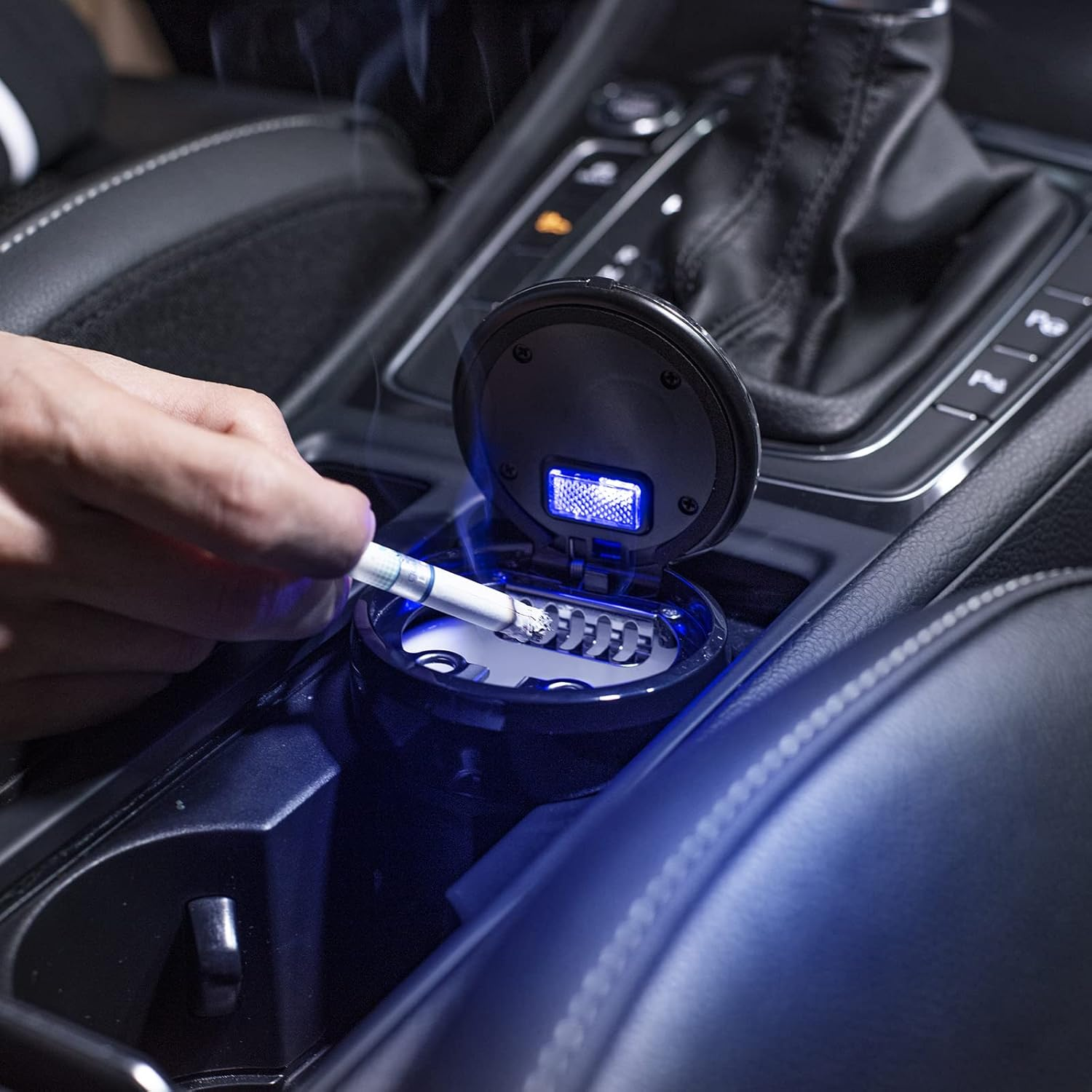 Car Mini Ashtray with Lid Easy Clean up Detachable Auto Ashtray for Most Car Cup Holder Home Office - Black 2 image number 6