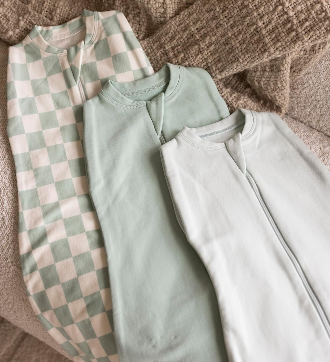 Tiny Twinkle Sleeping Bag - 1.0 TOG, 95% Cotton & 5% Elastane, Super Soft Microfleece Wearable Blanket with Swaddle Transition (Sage) image number 1