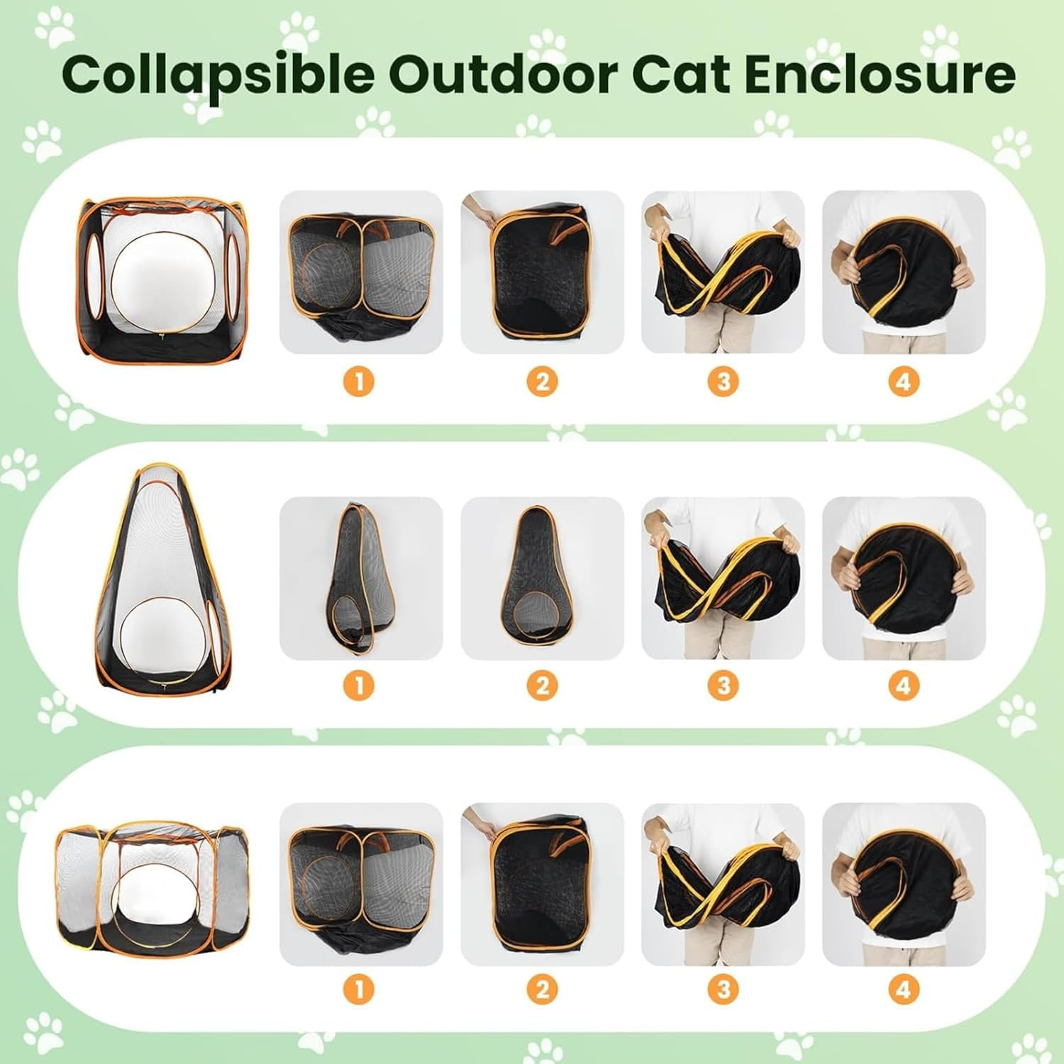 Outdoor Cat Enclosures - 6-In-1 Pop up Tent with Tunnels for Outdoor Pets, Portable Playpen for Cats, Rabbits, Puppy and Small Animals image number 1