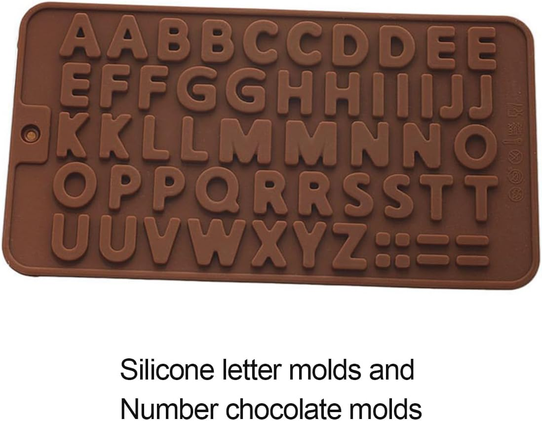 2 Pcs Chocolate Moulds,Silicone Moulds,Gummy Moulds,Alphabet Silicone Mould with Happy Birthday Cake Decorations Symbols for Cake Making Etc. image number 5