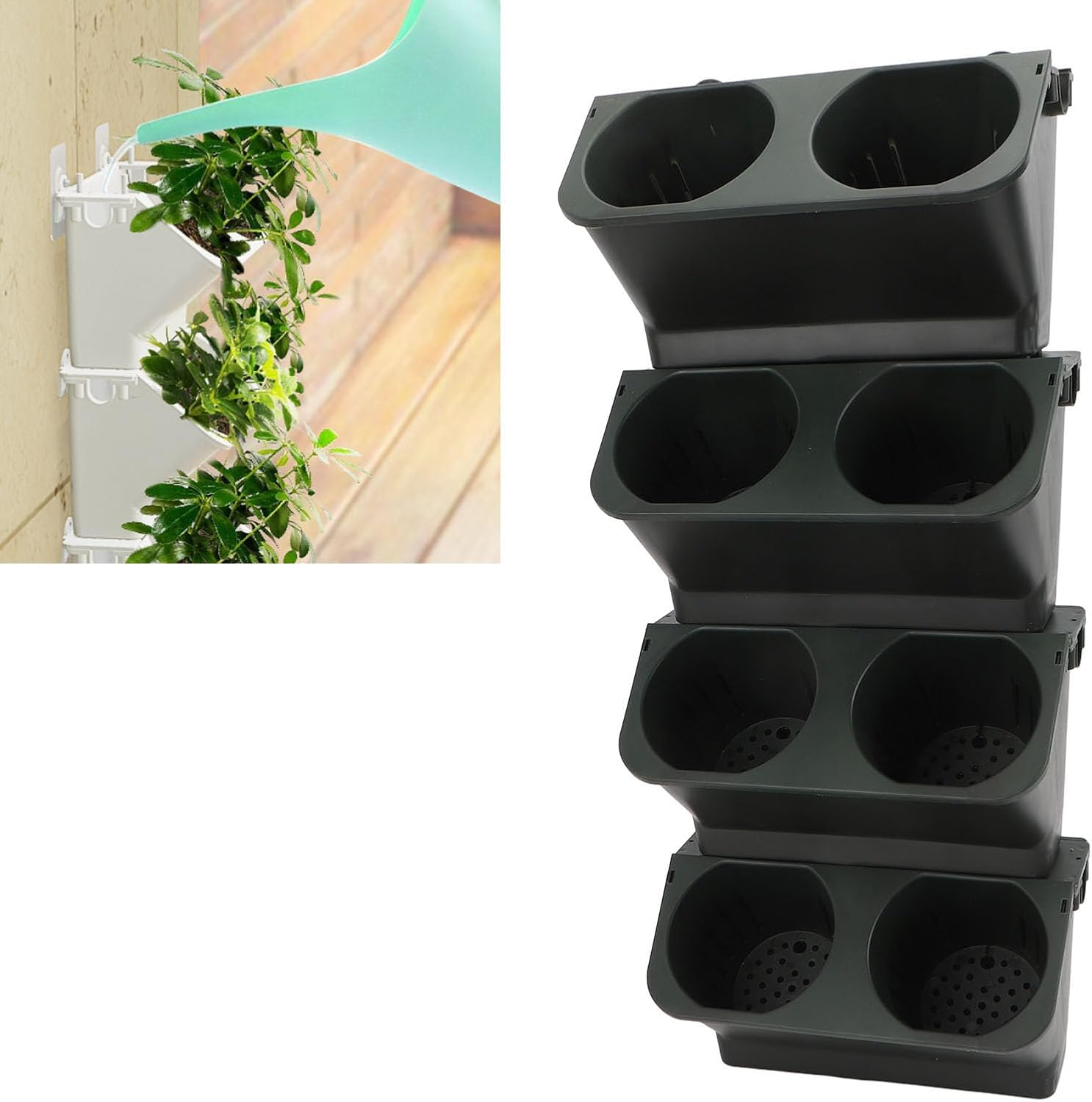 Hanging Vertical Wall Planter, Wall Hanging Planter, Vertical Garden Plant Holder, Hanging Planter Boxs for Garden Balcony Yards Home Decor (Dark Green) - Dark Green image number 3