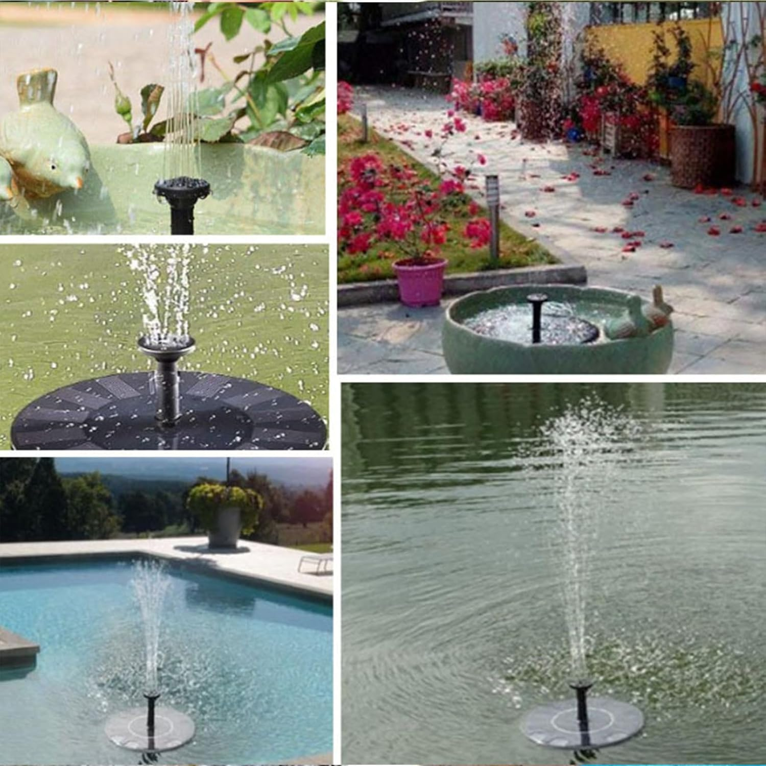 Solar Bird Bath Fountain Pump with 6 Nozzles &ndash; Floating Solar Fountain Pump for Bird Bath, Garden, Aquarium & Outdoor Decor &ndash; Free Standing Solar Powered Water Fountain &ndash; No Wiring Needed (16CM) image number 5