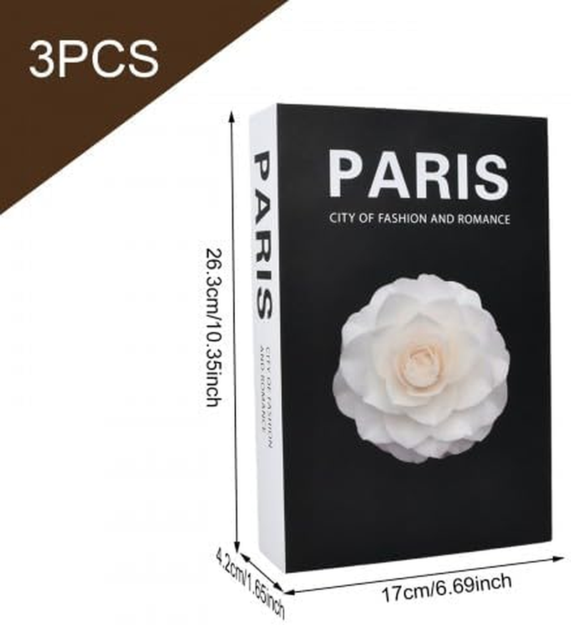 3 PCS Magnetic Decorative Fake Books, Fashion Fake Book Box, Stacked Hardcover Faux,Black White Decor Books with Storage Function, for Home/Coffee Table//Office image number 4