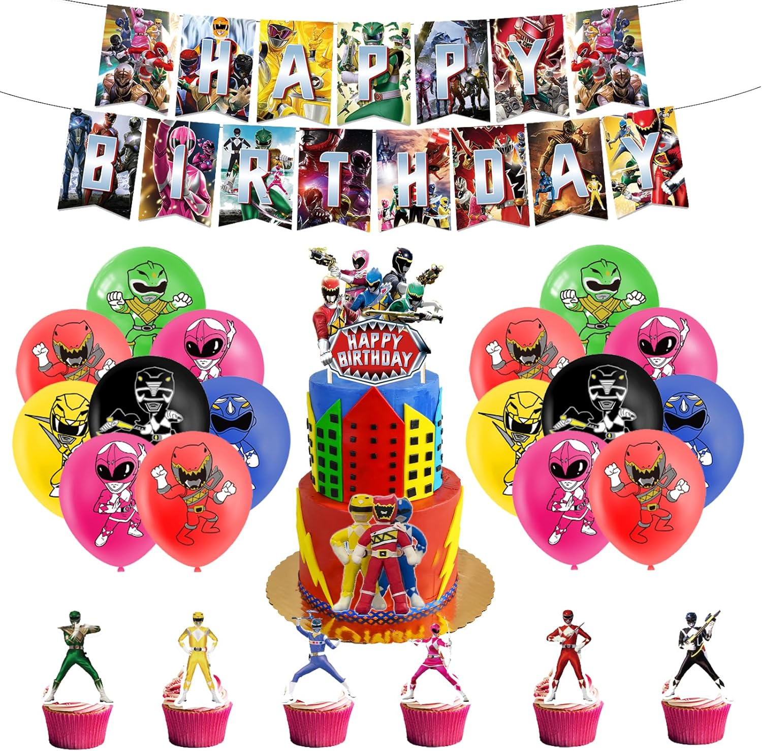Power Rangers Birthday Party Decorations Power Ranger Birthday Decoration Power Rangers Balloon Decorations Power Hero Birthday Balloons Power Hero Cake Decorations Power Ranger Birthday Banners image number 2