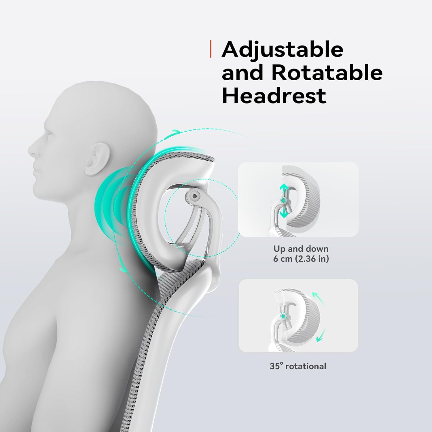 SIHOO M102C-M102Ergonomic Office Chair, Computer High Back Chair with Dual Back Design - Individual Lumbar Pillow, 3D Armrests, Adjustable Headrest and Comfortable Thick Cushion (Gray) - Gray image number 2