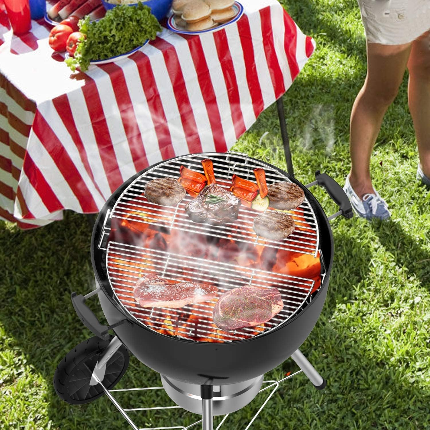 Only Fire Barbecue Cooking Grate System Grilling Accessory for Weber 22" Kettle Grill and Other Similar Size Kettle Grills image number 4