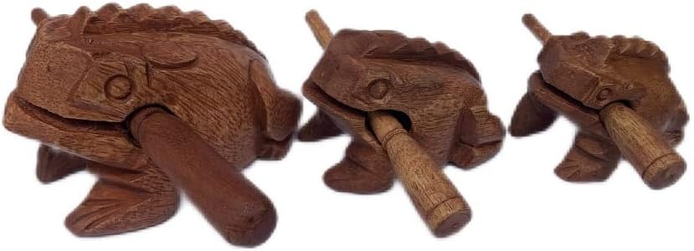 Percussion Instruments Wooden Frog 3 Piece Set - 4 Inch, 3 Inch, 2.75 Inch Musical Instrument (Black/Green/Brown)