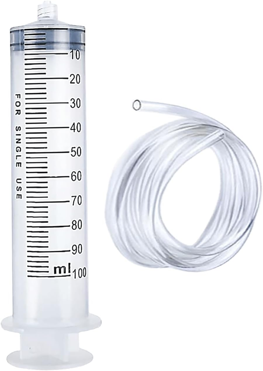 100ML Large Syringe 1-Pack with 130Cm Tubing &ndash; Reusable Plastic Luer Lock Injector for Liquid Measuring, Lab, Garden, Pet Feeding & Oil Extraction image number 2