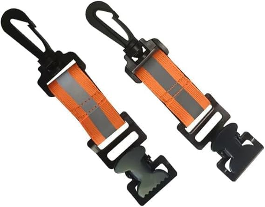 2PCS Multi Function Fire Fighting Work Glove Clips Swivel Snap Hooks Rescue Gear Reflective Nylon Webbing Heavy Duty Clips Glove Tie Downs image number 3