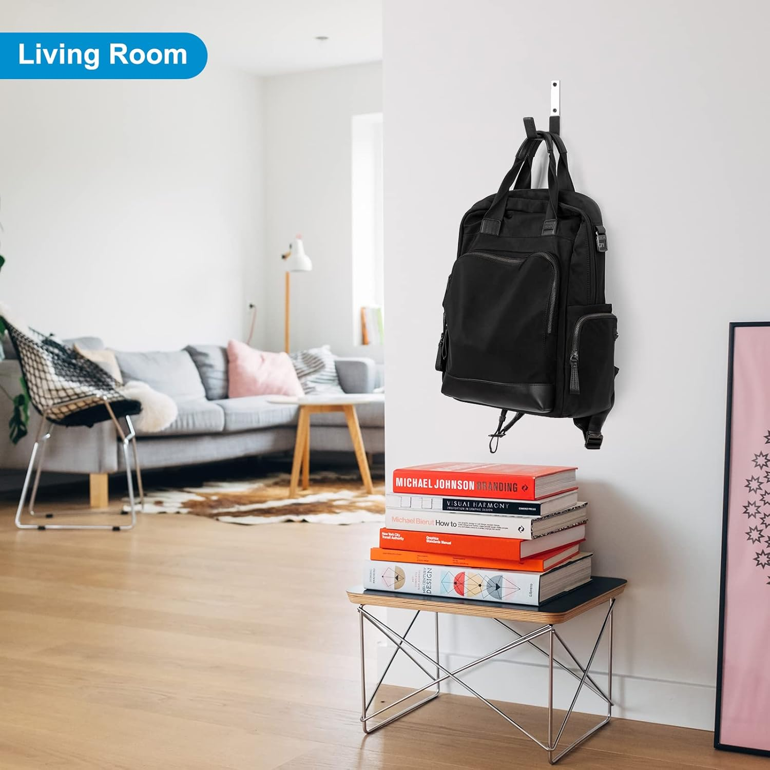 PYBTOOL Utility Hooks for Garage Wall, Heavy Duty Garage Storage Utility Hooks, Garden Tool Organiser, Steel Wall Mount Storage Hooks (Small 9 X 12 Cm) image number 5