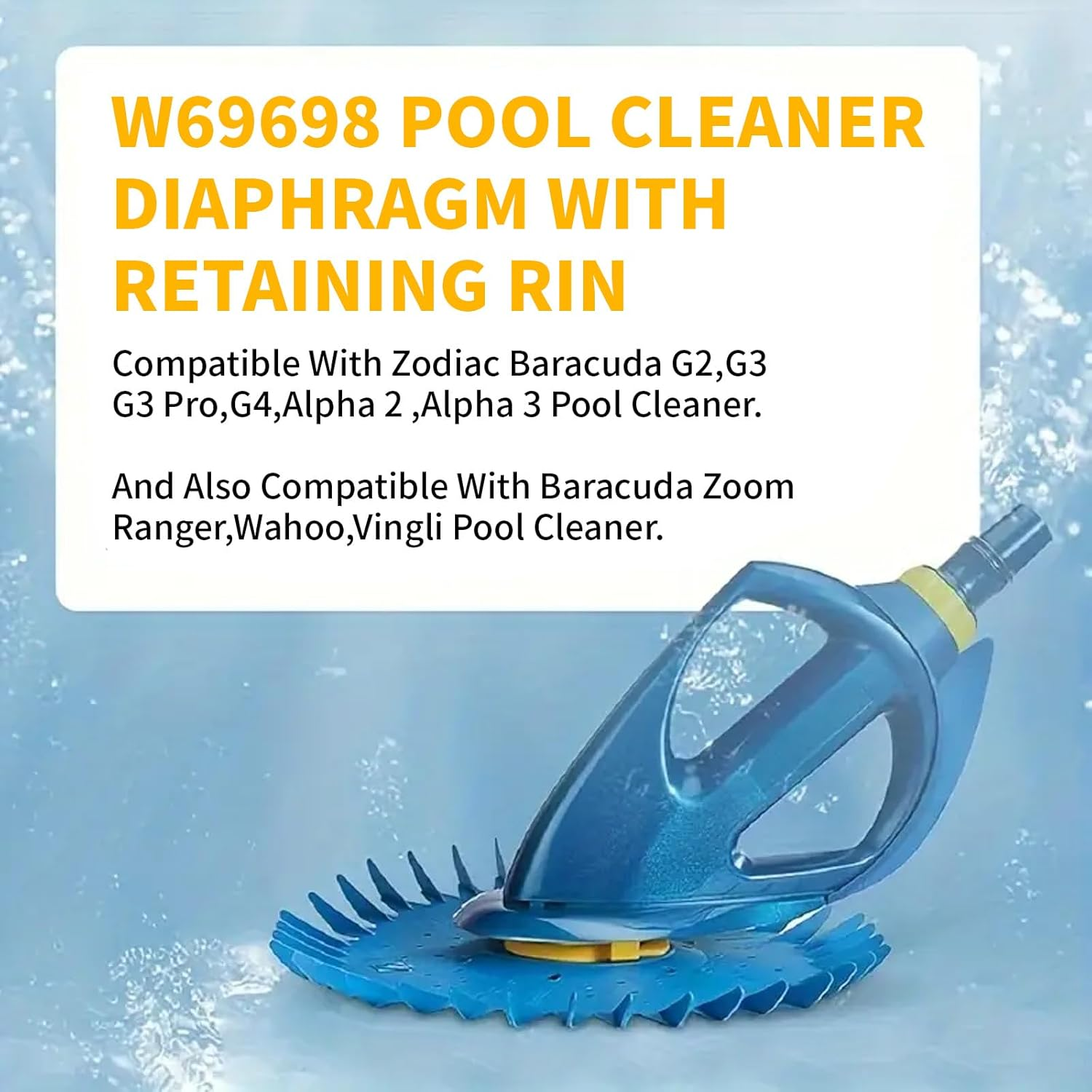 Premium W69698 Pool Cleaner Long Life Diaphragm, W69698 Pool Cleaner Diaphragm with W81600 Rataining Ring Long Replacement for Zodiac Baracuda G3 G4 (4 Pack) (4 Pack)
