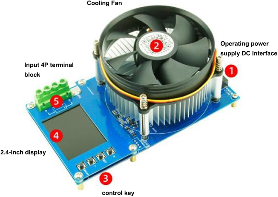 ACAGALA 150W 20A Adjustable Constant Current Electronic Load 2.4Inch TFT Color Display 4 Working Modes USB Lithium Battery Capacity Monitor Tester Discharge Meter image number 4