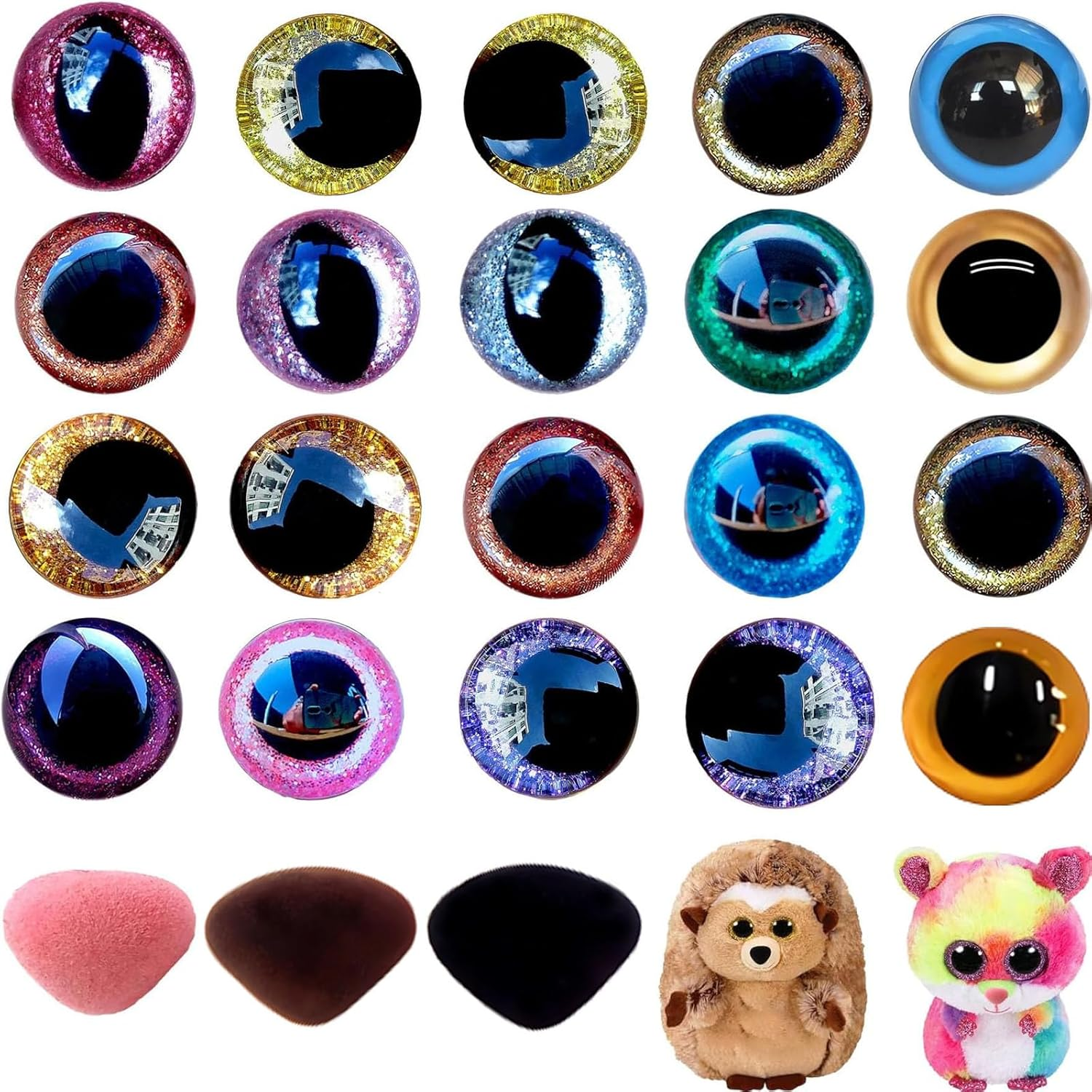 12-25Mm ​Safety Eyes Crochet Kit, 65Pcs Assorted Color Plastic Animal Eyes with Glitter Washers for Amigurumi, Plush Toys, Teddy Bears & Puppet Making (8 Sizes, DIY Craft) image number 4