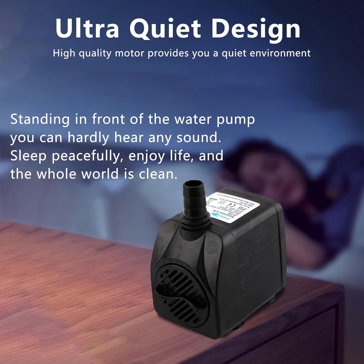 Submersible Pump, 800L/H 16W Aquarium Submersible Water Pump, Pond Pump, Ultra Quiet Adjustable Water Pump with 1.5M Power Cord for Garden Waterfall | Fish Tank | Fountain, with 2 Diameter Nozzles image number 3