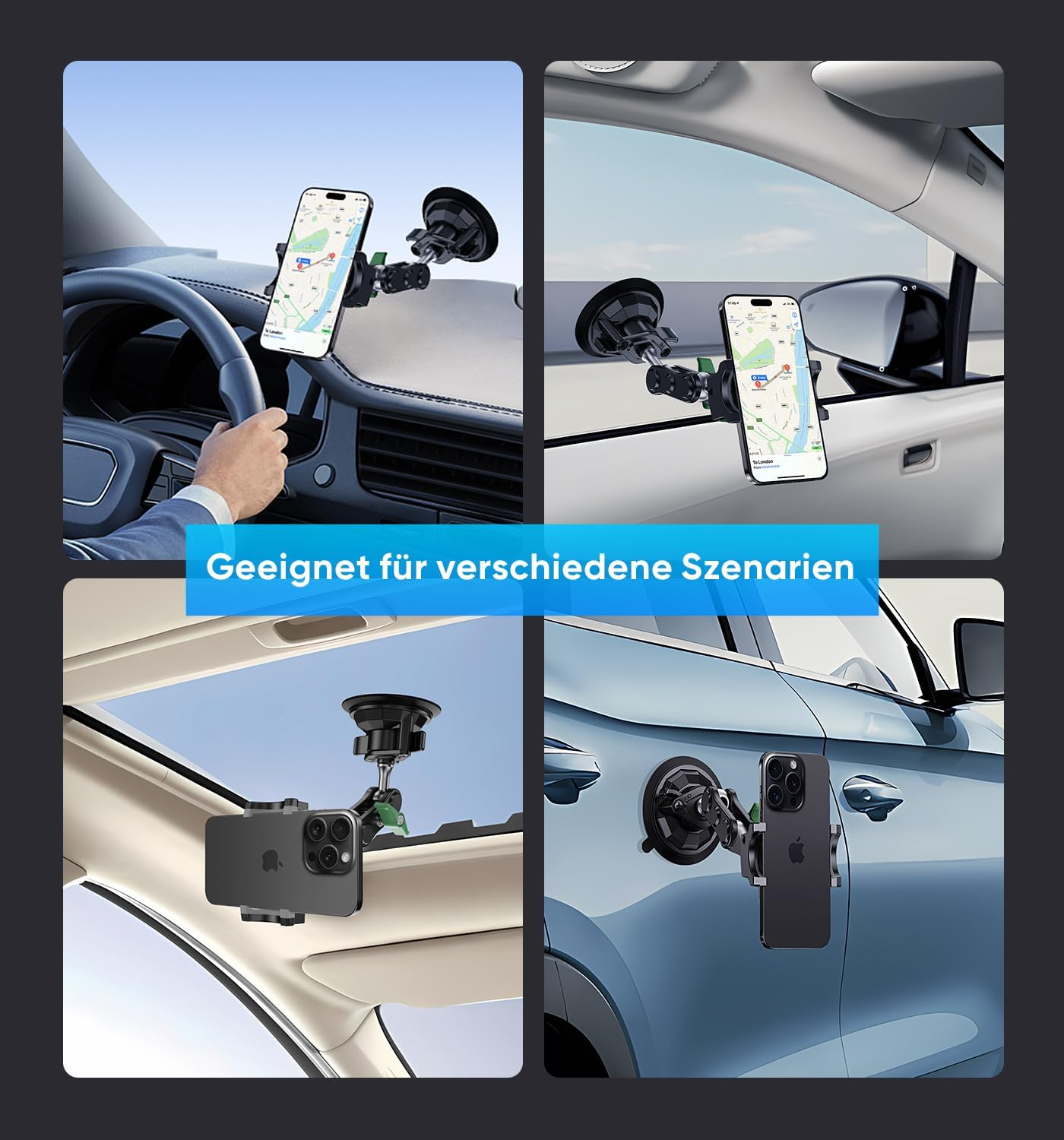 MAGIC JOHN Mobile Phone Holder Car, 360&deg; Rotatable Car Phone Holder, Strongest Suction Power and Stable Clamp, Car Mobile Phone Holder for Iphone Samsung, Car for 4-7 Inch Smartphone (Long) image number 3