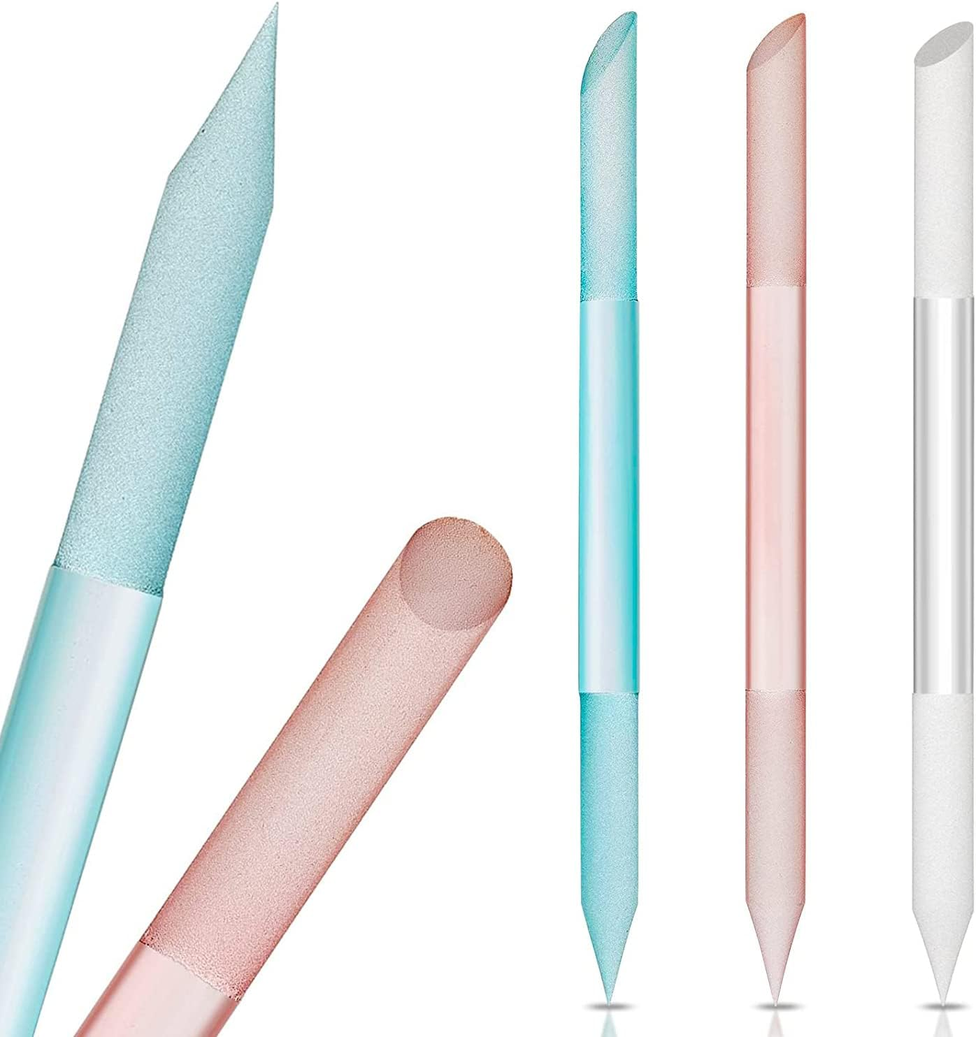 SILPECWEE 3 Pieces Glass Cuticle Pusher Glass Nail File Crystal Glass Cuticle Stick Set Double Sided Cuticle Remover Tool Cuticle Tools for Nails Manicure Pedicure Precision Filing image number 3