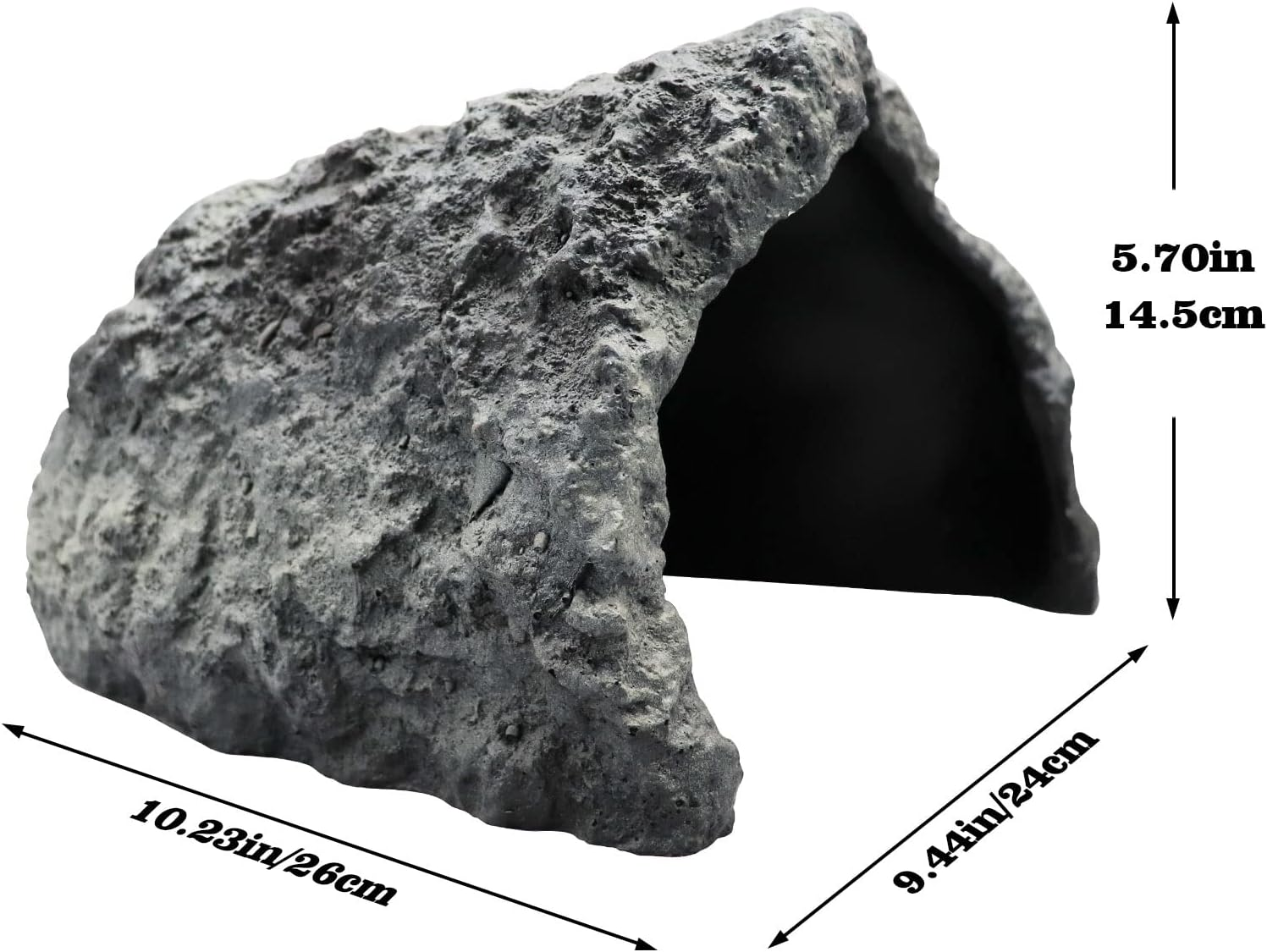 Extra Large Reptile Rock Hide Cave, Resin Fish Hide Cave, Fish Tank Aquarium Decorations Accessories, Small Animal Hide Habitat for Lizards Turtles Fish Bearded Dragon Axolotl 10.23&times;9.44&times;5.7 Inches image number 2