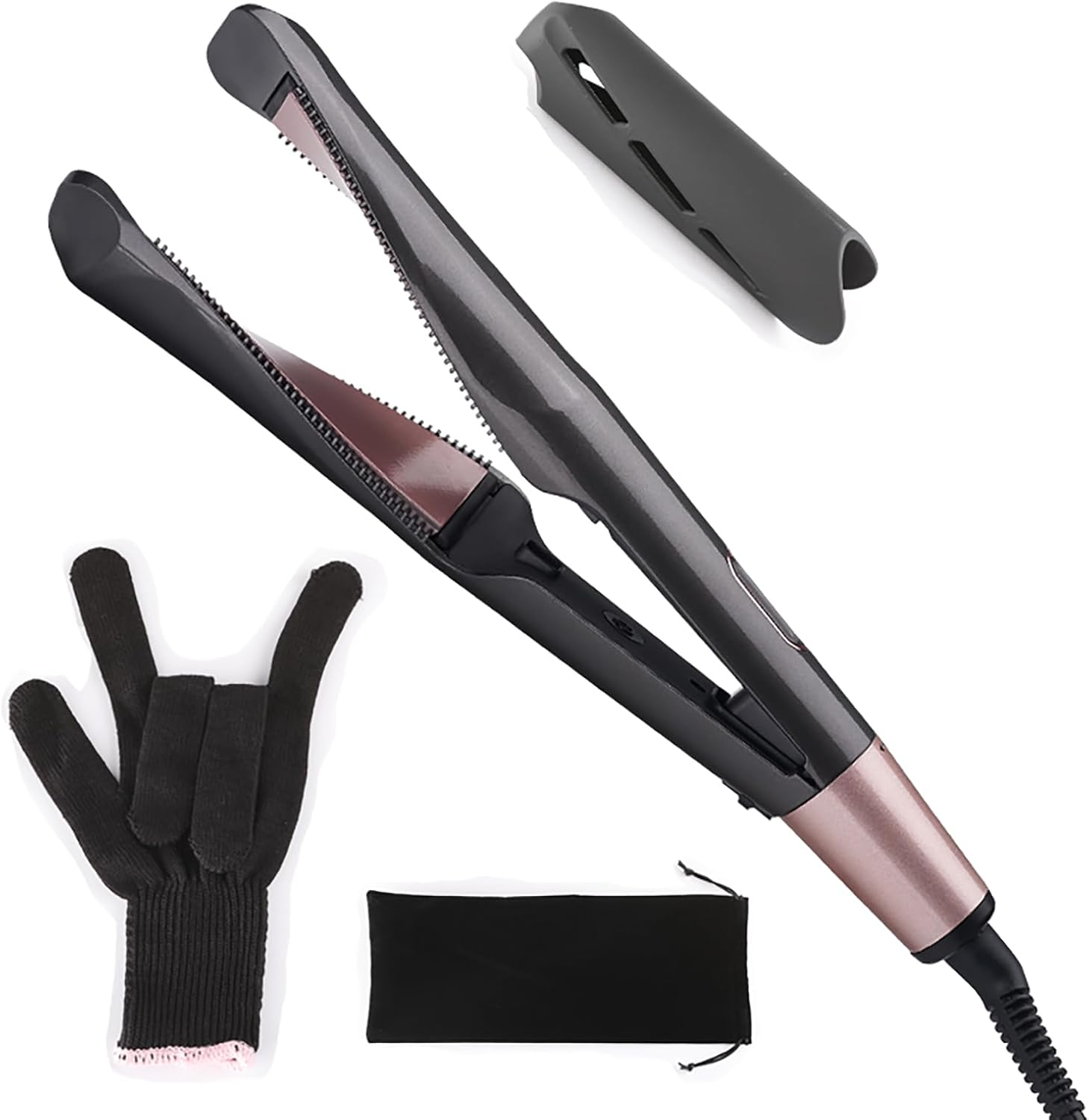 Hair Straightener, Mankami 2 in 1 Curl and Straight Confidence Hair Curler Unique Twisted Plate Design Straightening and Curling Flat Iron for All Hair Types image number 6