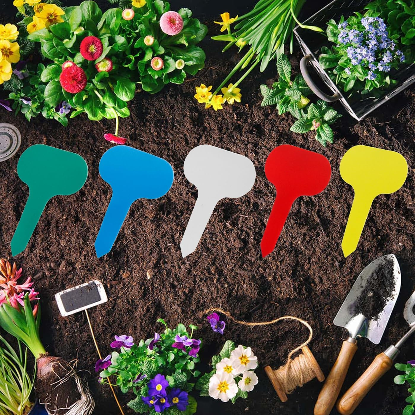 150 Pcs Plant Labels, Waterproof & Sunproof Garden Plant Makers Plastic Garden Tags, T-Type Plant Signs Gardening Name Logo Stakes for Outdoor Garden Flower Vegetables Potted Plants Seed image number 4