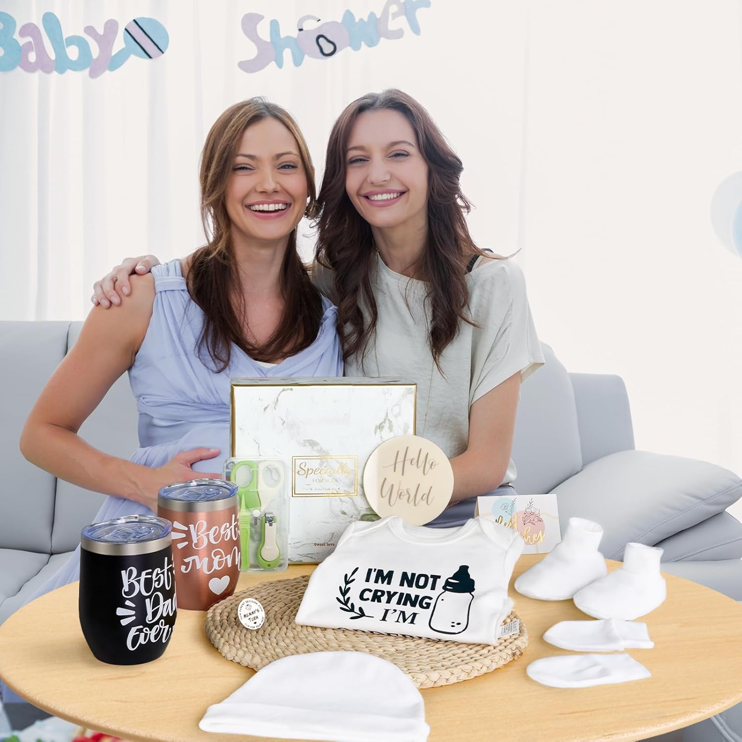 Gender Reveal Gift,10Pcs New Parents Dad Mom to Be Tumbler Gifts,Neutral Boy Girl Baby Gift, Baby Shower Basket,First Time Expecting Parent, Newborn Essentials Box, Pregnancy Announcement Babe Arrival image number 3