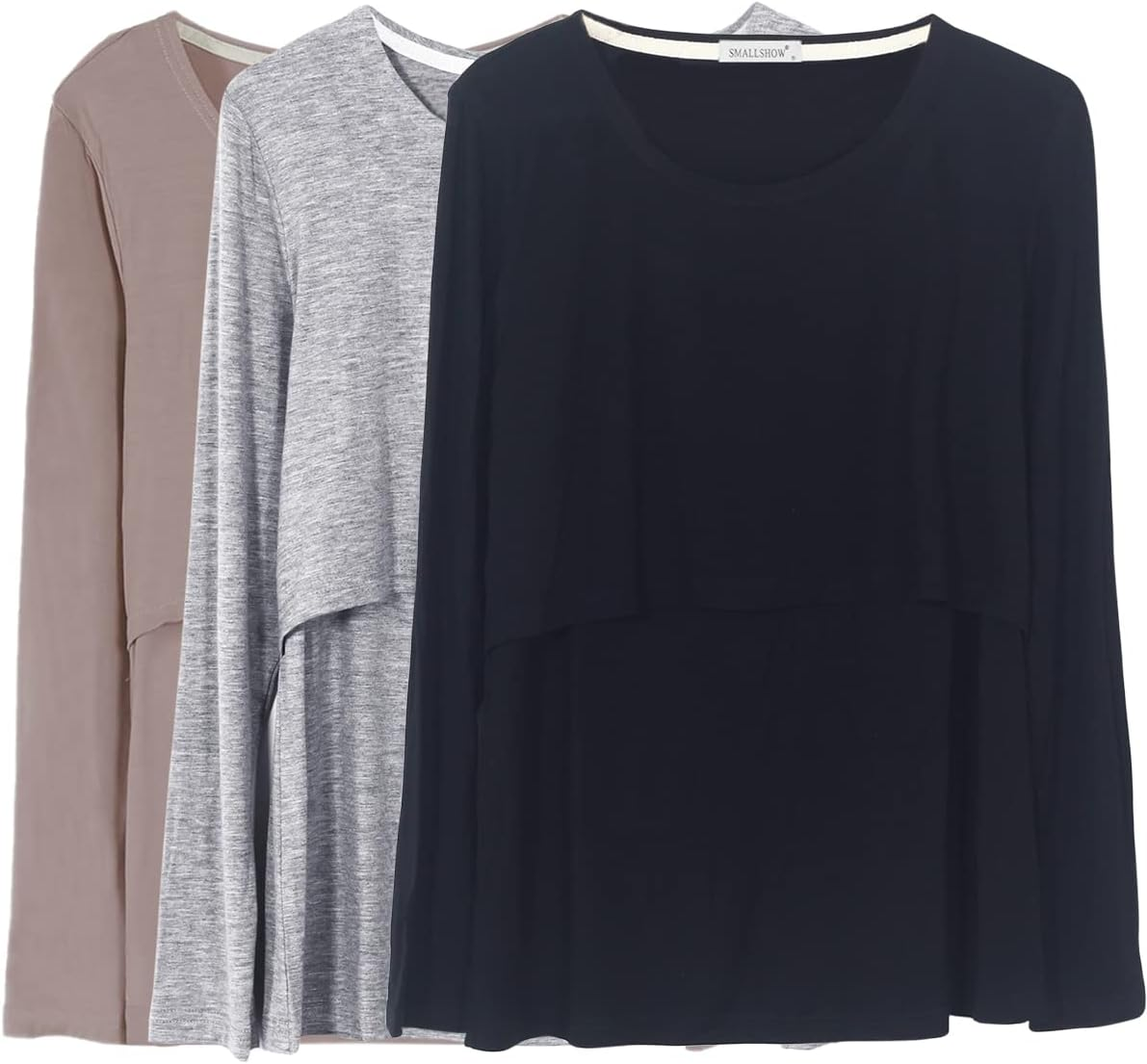 Smallshow Women'S Nursing Tops Short Sleeve Shirts for Breastfeeding 3-Pack