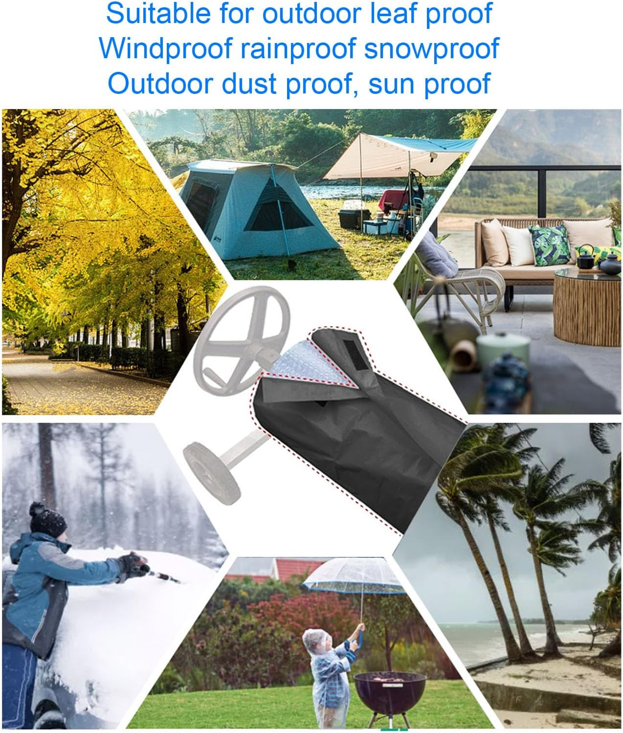 Haofy Black Oxford Cloth Pool Solar Reel Cover, Heavy Duty Weather Protector, 490X96Cm for Swimming Pool Blanket Roller, Outdoor Equipment image number 3