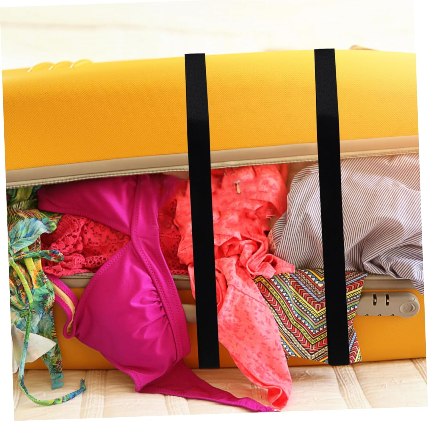 VANZACK 2Pcs Adjustable Luggage Straps for Suitcases Elastic Tie down Straps Luggage Belt image number 3