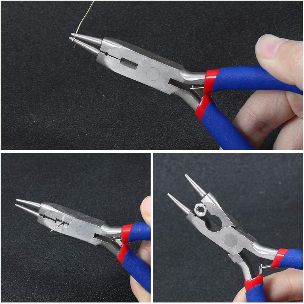 LEONTOOL round Nose Pliers with Cutter 5 Inches Micro Jewelry Tools for Wire Looping Mini Wire Stripper Small Smooth Jaw Fine Functional Hand Tools image number 1