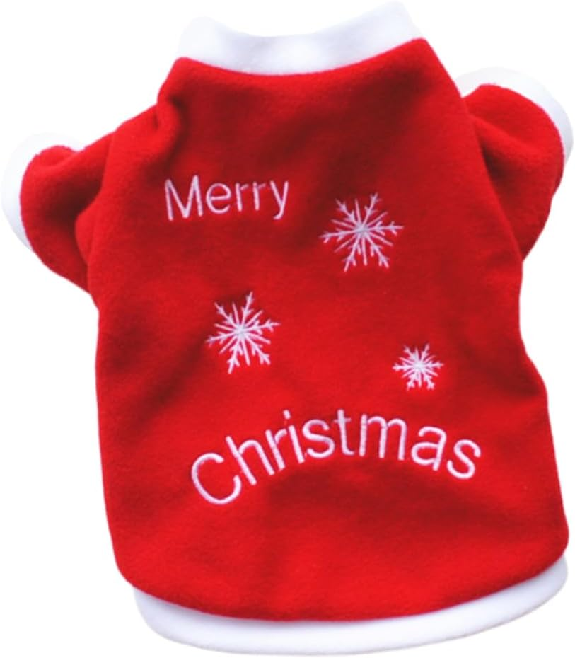 NOLITOY Christmas Dog Clothes Snowflake Winter Coat Warm Fleece Outfit for Pet image number 6