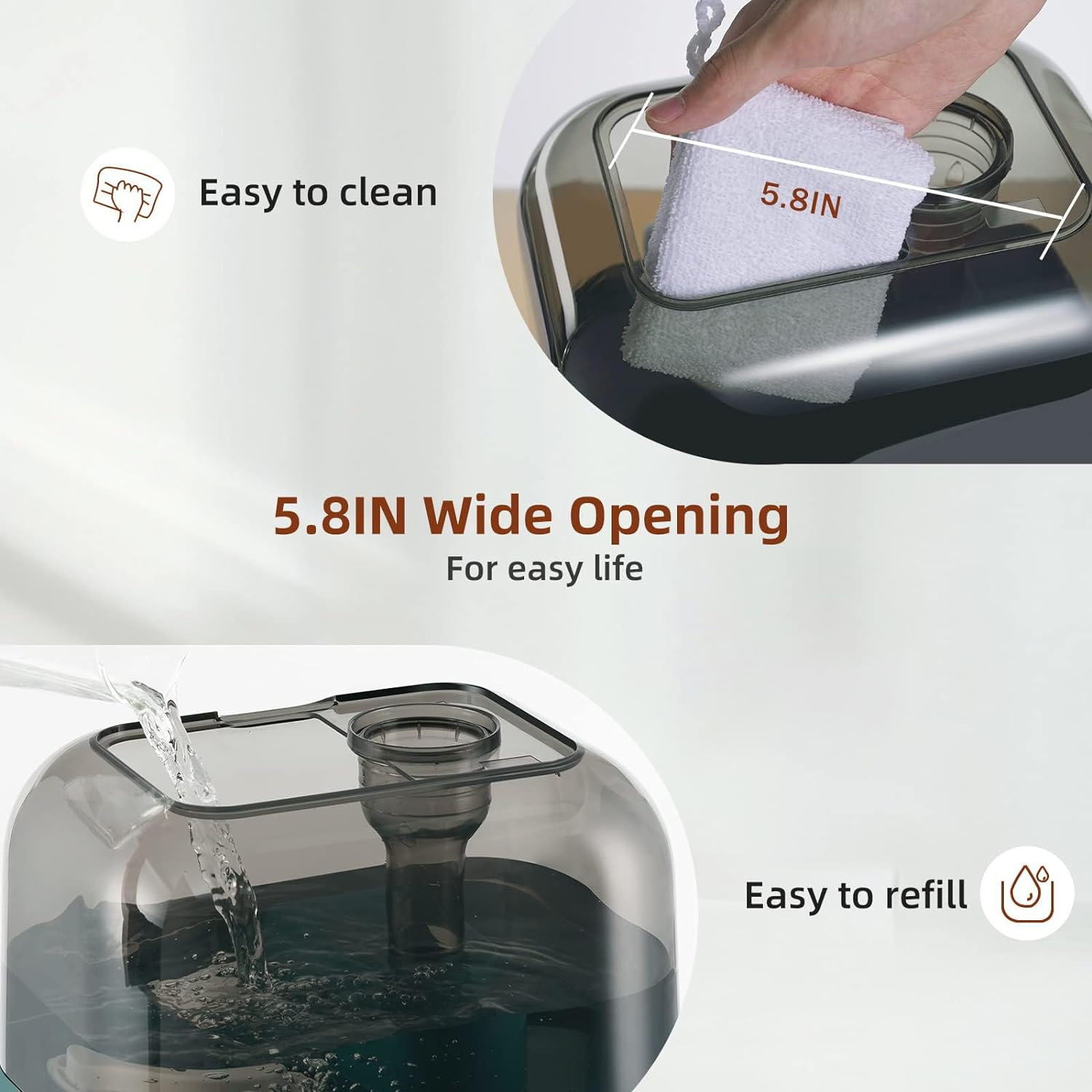 BEAR Humidifier for Bedroom, 5L Cool Mist Air Humidifier with Essential Oil Diffuser, Top Fill Humidifier for Baby Plants, Quiet, 360&deg; Nozzle, Auto-Shut Off, Easy to Clean (AU Adapter) image number 3