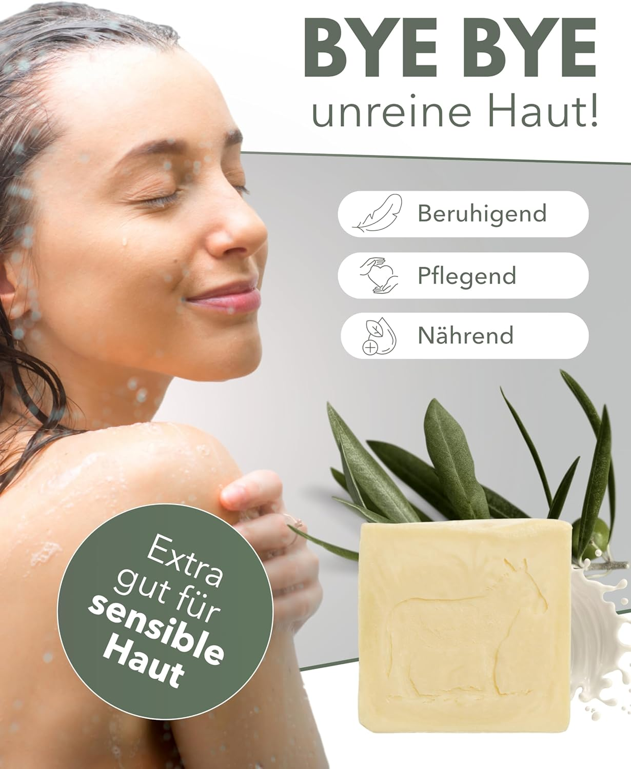 BANY&Ocirc; N05 Donkey Milk Soap Set of 3 I Handmade Natural Soaps with 100% Natural Ingredients I Regenerates, Soothes & Strengthens the Skin Barrier I Also for Hair I Ideal for Irritated Skin image number 1