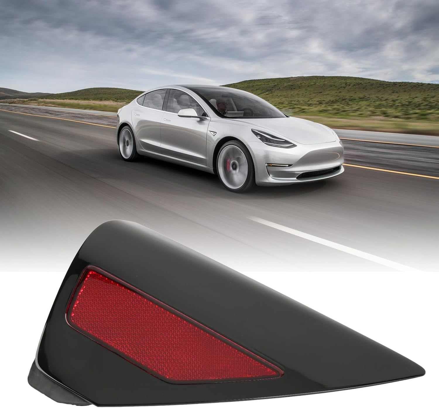 Rear Right Bumper Reflector Light, Charging Port Cover Replacement Tail Lamp Reflector Panel for Model 3/Y, Black ABS Safety Light, 1100781 99 D image number 1