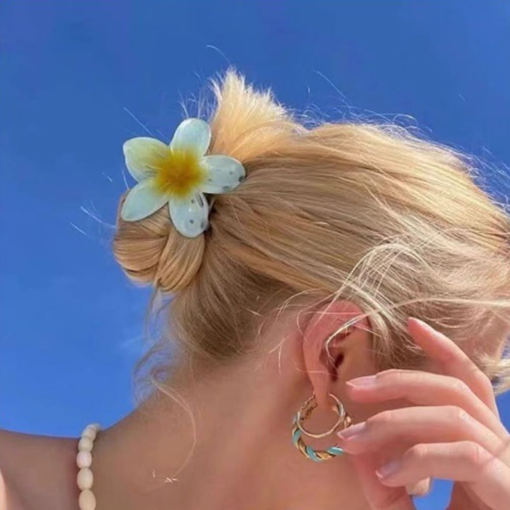 HSAJS Pack of 6 Flower Hair Clips Hawaii Non-Slip Hair Jaw Clips Cute Jelly Colour Hair Clips Strong Hold Styling Accessories Flower Clip for Women Girls Gifts image number 2