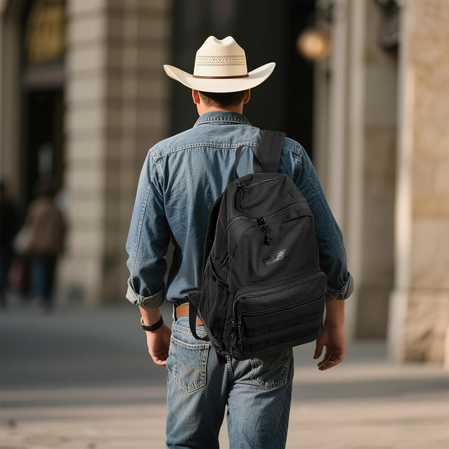 Wrangler Backpack for Men and Women, Casual Daypack for Travel, Work School，Laptop Backpack, Black, Large image number 1