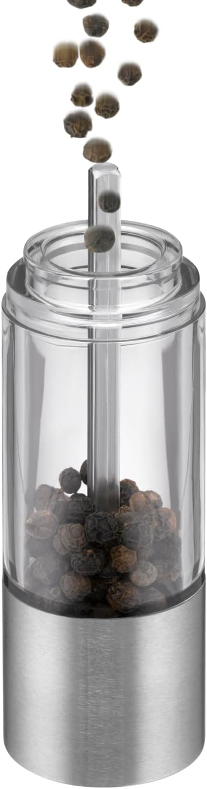 WMF Mini Spice Mill with a Ceramic Grinder for Salt, Pepper, Dried Herbs, Cromargan Stainless Steel Mill, Acrylic, Height 11 Cm image number 1