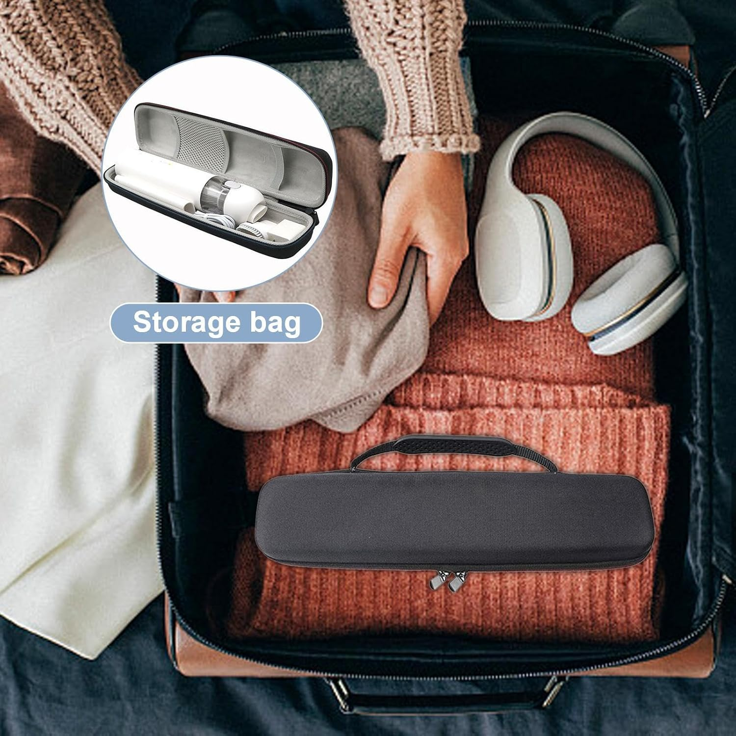 Kuehssn Flat Iron Travel Case - Portable Hair Straightener Storage Pouch - with Handle, Shock Resistant, Travel Organization for Curling Wand Straightening Iron Flute Small Vacuum Cleaner, Single image number 4