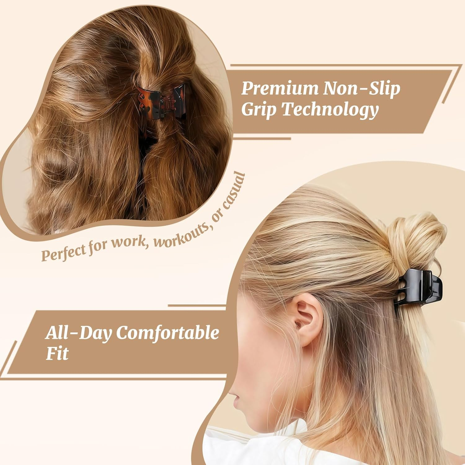 Xanthelle Hair Clips Ladies, 6 Piece Hair Clamps Small, Hair Clip for Thin Hair, Hair Clamps Women, 1.38 Inch Small Claw Clips, Non-Slip image number 2